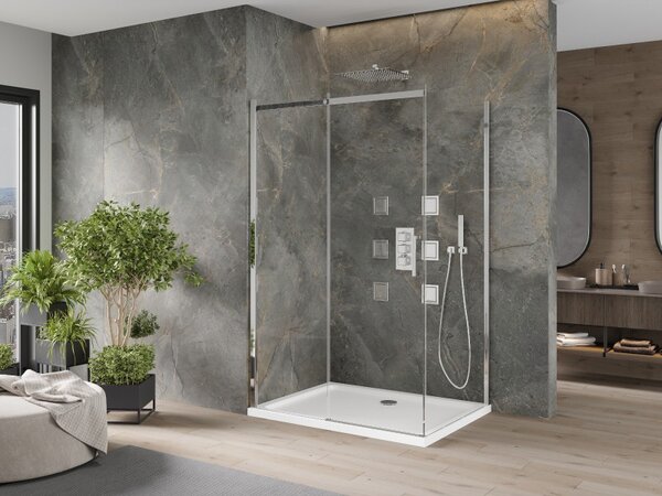 Mexen Omega posuvná sprchová kabina 120 x 70 cm, transparentní, chrom + Flat sprchová vanička - 825-120-070-01-00-4010