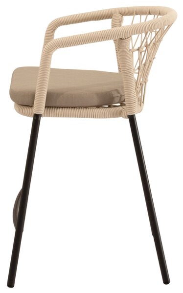 Somcasa Béžová kovová barová židle Edwin s černou podnoží 65 cm
