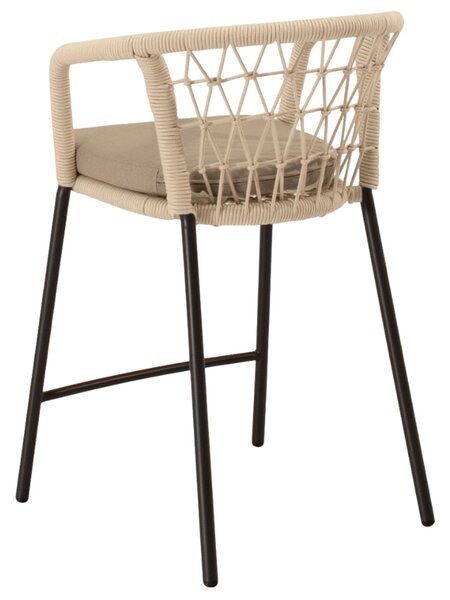 Somcasa Béžová kovová barová židle Edwin s černou podnoží 65 cm