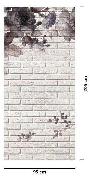 Fototapeta na dveře - Zeď s kyticí (95x205cm)