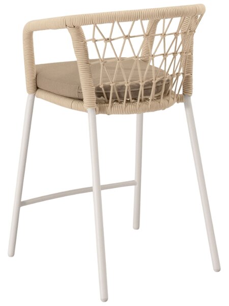 Somcasa Béžová kovová barová židle Edwin s bílou podnoží 65 cm
