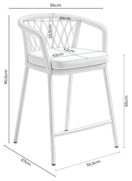 Somcasa Šedá kovová barová židle Edwin 65 cm