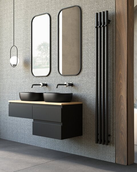 Oltens Stang koupelnový radiátor designově 180x20.5 cm černá mat 55012300