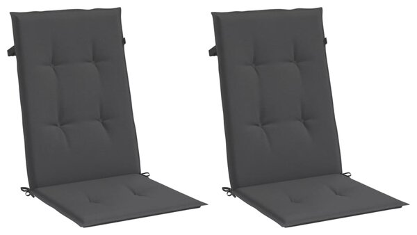 Podušky na židli vysoké opěradlo 2ks antracit melanž 120x50x4cm