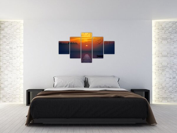 Obraz mostu při západu slunce (125x70 cm)