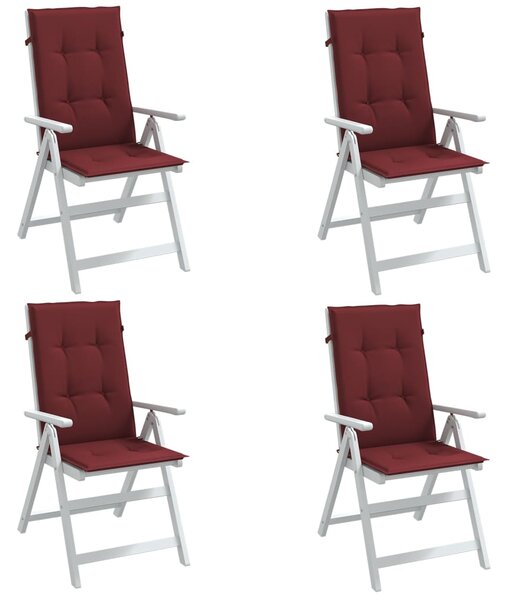 Podušky na židli vysoké opěradlo 4 ks vínová melanž 120x50x4 cm