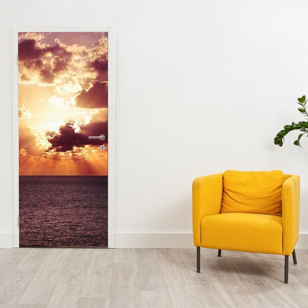 Fototapeta na dveře - Slunce za mrakami (95x205cm)
