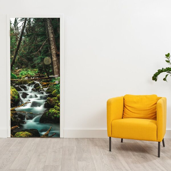 Fototapeta na dveře - Potok v lese (95x205cm)