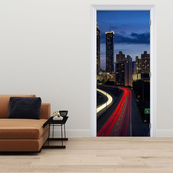Fototapeta na dveře - Noční město (95x205cm)