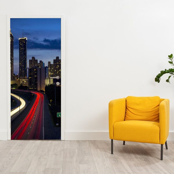 Fototapeta na dveře - Noční město (95x205cm)