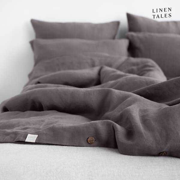 Tmavě šedé lněné povlečení na jednolůžko 135x200 cm – Linen Tales