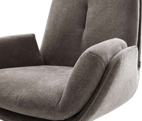 DELIFE Jídelní židle Clea-Flex látka Měkký taupe křížová podnož široká černá 360° otočný houpací funkce