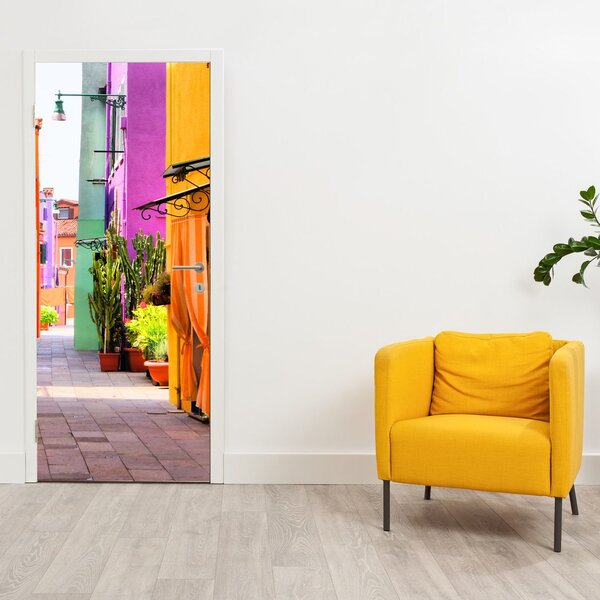 Fototapeta na dveře - Barevná italská ulička (95x205cm)