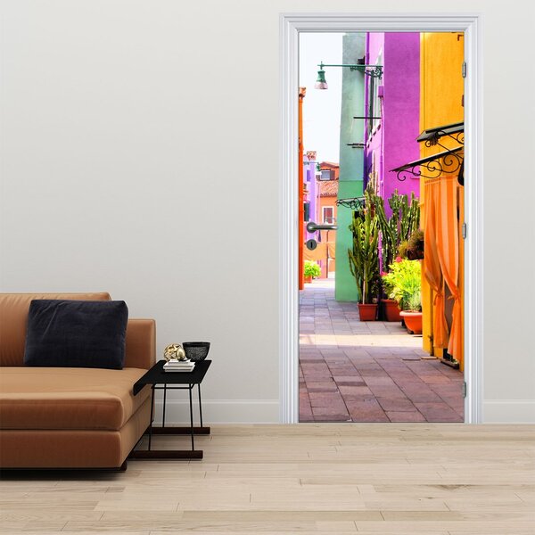Fototapeta na dveře - Barevná italská ulička (95x205cm)