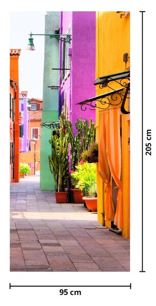 Fototapeta na dveře - Barevná italská ulička (95x205cm)