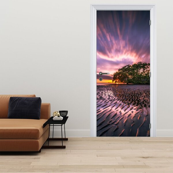 Fototapeta na dveře - Pláž při západu slunce (95x205cm)