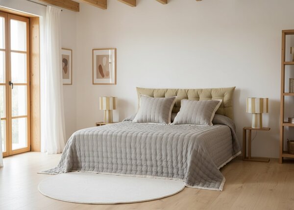 Calma House Bavlněný přehoz Nimes Beige, prošívaný, 240x260 cm