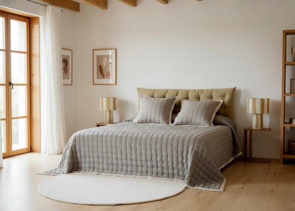 Calma House Bavlněný přehoz Nimes Beige, prošívaný, 240x260 cm