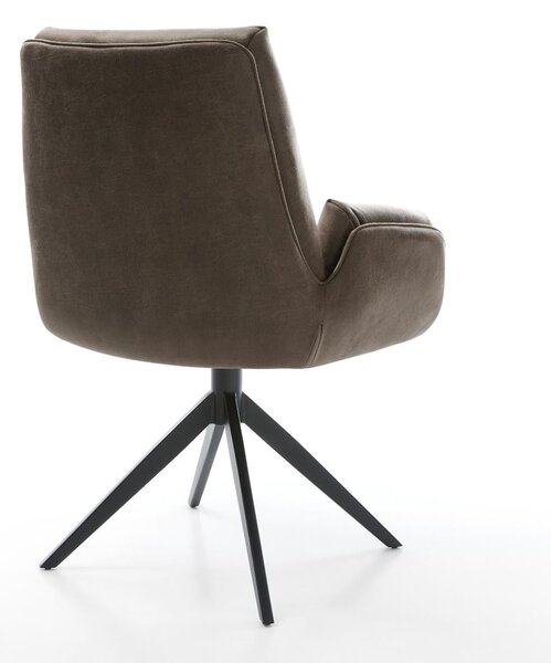 DELIFE Jídelní židle Clea-Flex mikrovlákno taupe vintage křížová podnož široká černá otočný 360° houpací funkce