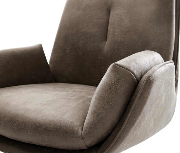DELIFE Jídelní židle Clea-Flex mikrovlákno taupe vintage křížová podnož široká černá otočný 360° houpací funkce