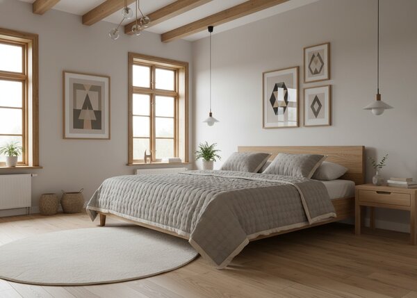 Calma House Bavlněný přehoz Nimes Beige, prošívaný, 240x260 cm