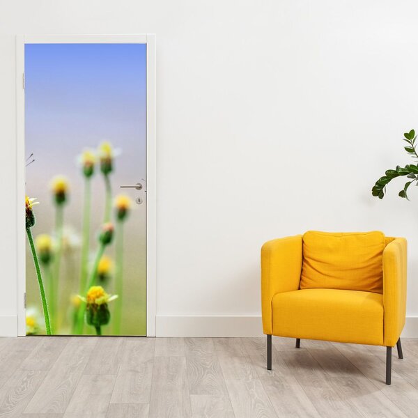 Fototapeta na dveře - Motýli na květině (95x205cm)