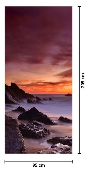 Fototapeta na dveře - Západ slunce na pobřeží (95x205cm)