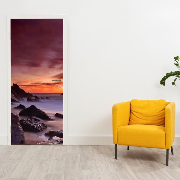 Fototapeta na dveře - Západ slunce na pobřeží (95x205cm)