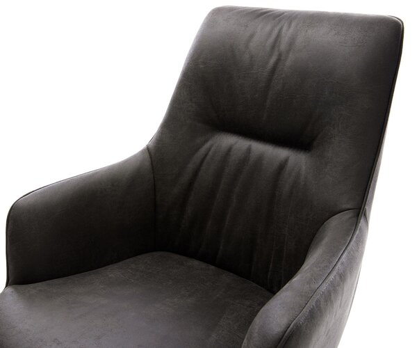 DELIFE Jídelní židle Zelia-Flex s područkami mikrovlákno antracit vintage jídelní židle plochá černá taštičkové pružiny