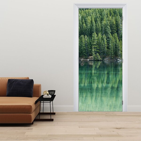 Fototapeta na dveře - Jehličnany u jezera (95x205cm)