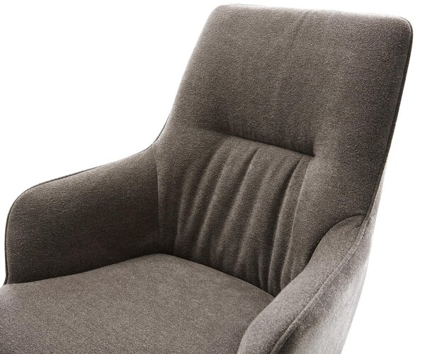 DELIFE Jídelní židle Zelia-Flex s područkami potahová látka Měkký taupe široká křížová podnož nerezová ocel otočná 360° houpací funkce taštičkové pružiny