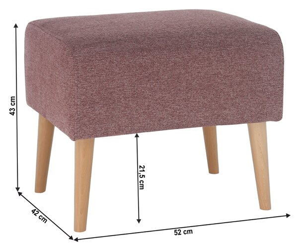 KONDELA Taburet, starorůžová/buk, SAMY