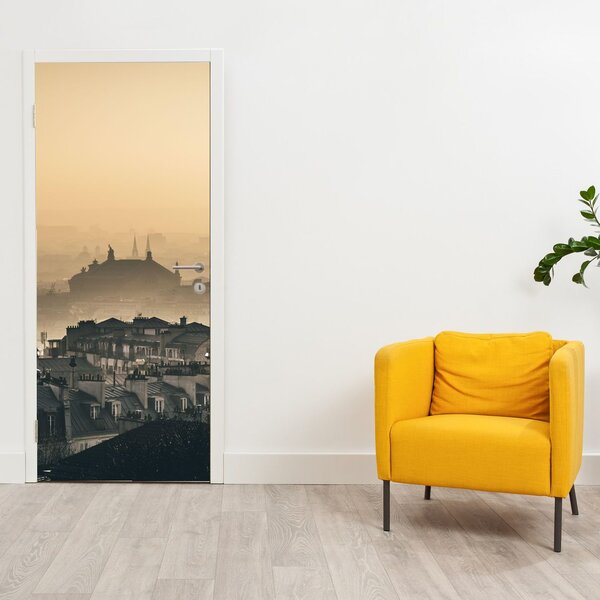 Fototapeta na dveře - Město pod mlhou (95x205cm)