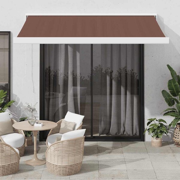 Ručně zatahovací markýza hnědá 350 x 250 cm