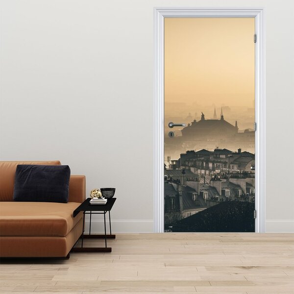 Fototapeta na dveře - Město pod mlhou (95x205cm)