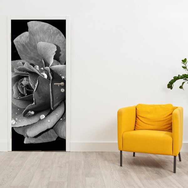 Fototapeta na dveře - Růže, černobíla (95x205cm)