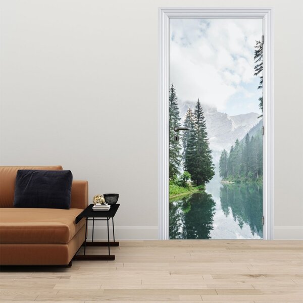 Fototapeta na dveře - Lesní jezero (95x205cm)
