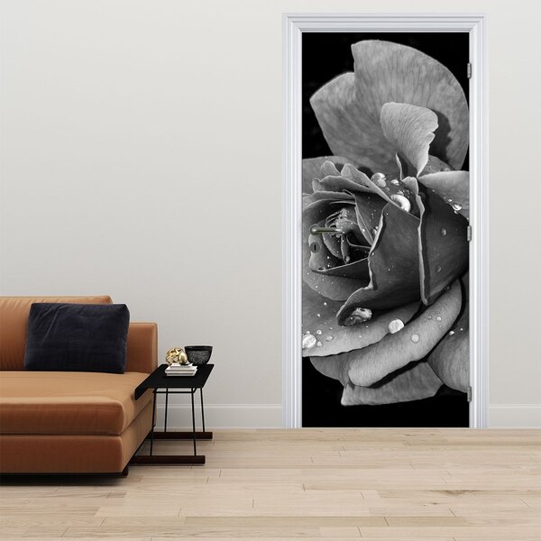 Fototapeta na dveře - Růže, černobíla (95x205cm)