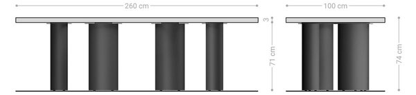 DELIFE Jídelní stůl Edge 260x100 akácie přírodní pilíř kov bílá Live-Edge