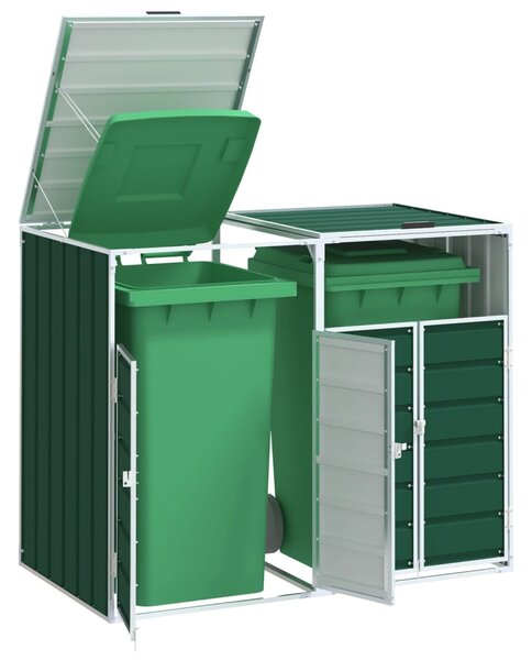 Box na 2 popelnice zelený 144 x 81 x 113 cm ocel