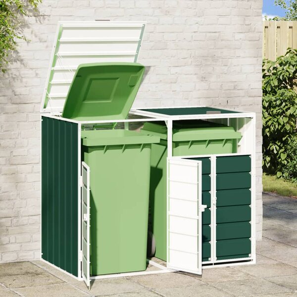 Box na 2 popelnice zelený 144 x 81 x 113 cm ocel