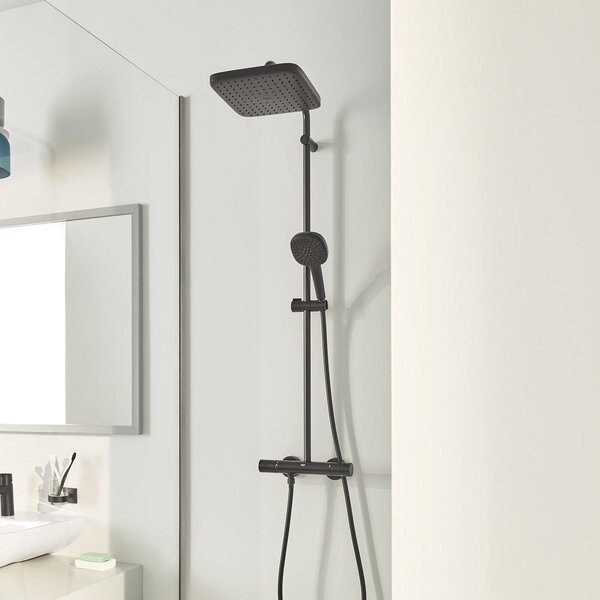 Grohe Vitalio Comfort sprchová sada na stěnu s termostatem s dešťovou sprchou černá 266962431