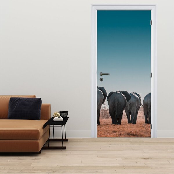 Fototapeta na dveře - Odchod slonů (95x205cm)