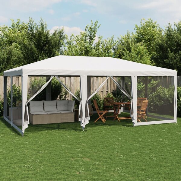Party stan s 10 síťovanými bočnicemi bílý 6 x 4 m HDPE