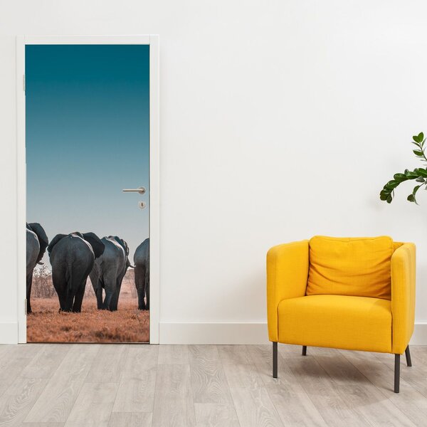 Fototapeta na dveře - Odchod slonů (95x205cm)