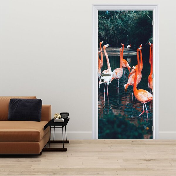 Fototapeta na dveře - Stáda plameňáků (95x205cm)