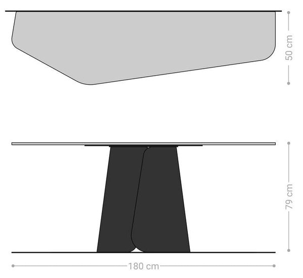 DELIFE Konzolový stůl Edge polygonální 180×50 cm keramika Onyx Pearl Livos kov titanová barva