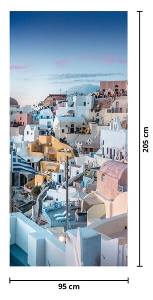 Fototapeta na dveře - Stmívání v Santorini (95x205cm)
