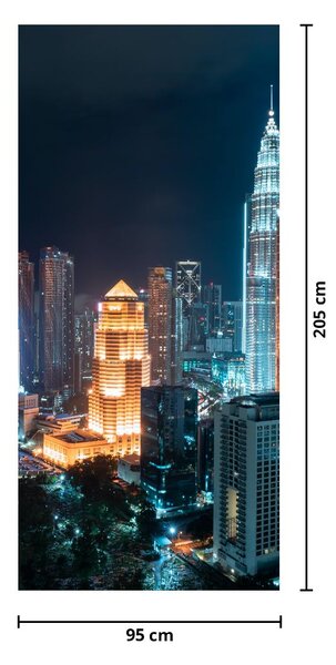 Fototapeta na dveře - Noc v Kuala Lumpur (95x205cm)