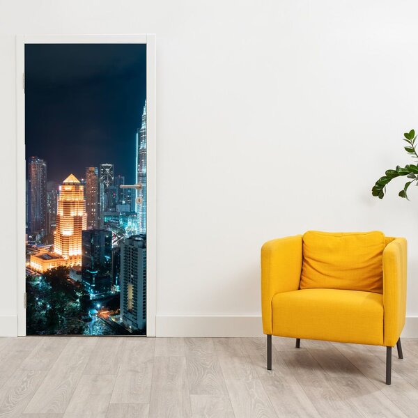 Fototapeta na dveře - Noc v Kuala Lumpur (95x205cm)